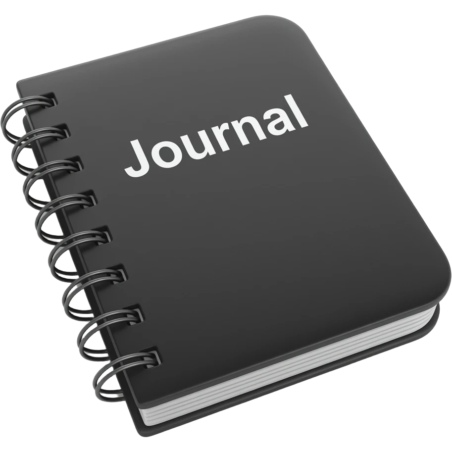 Black journal with Journal written  in white emoji