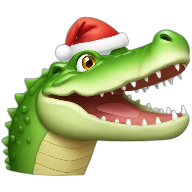 Crocodile in Santa Claus hat emoji