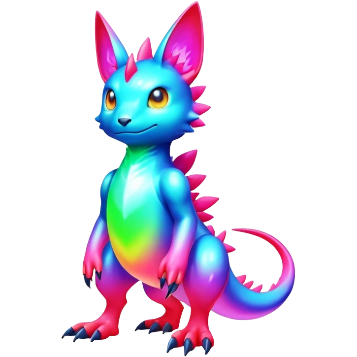 colorful neon-colored Fakémon-Digimon-Fionbri-Trico-creature (full body) emoji
