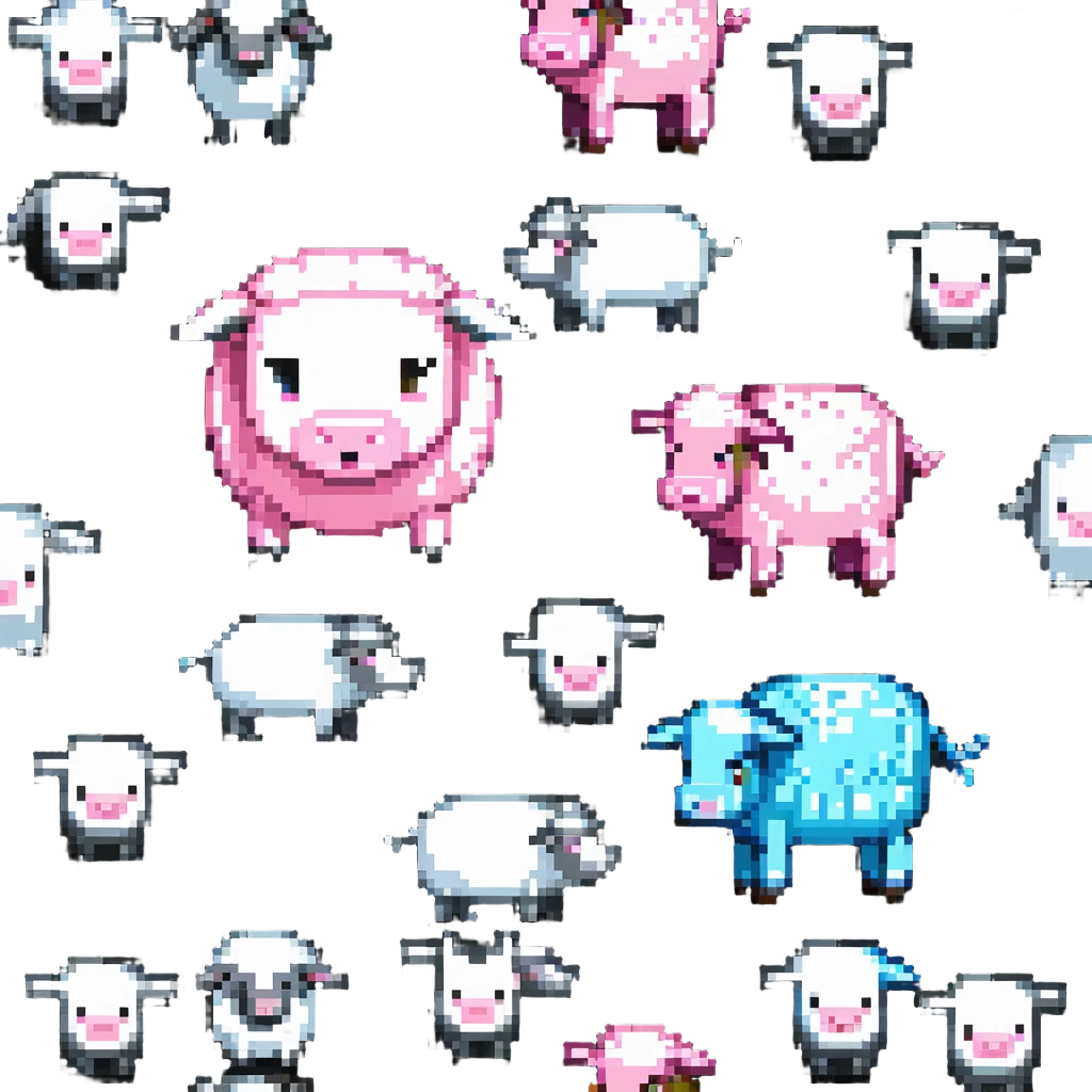Minecraft style sheep and a blocky pig friend together emoji