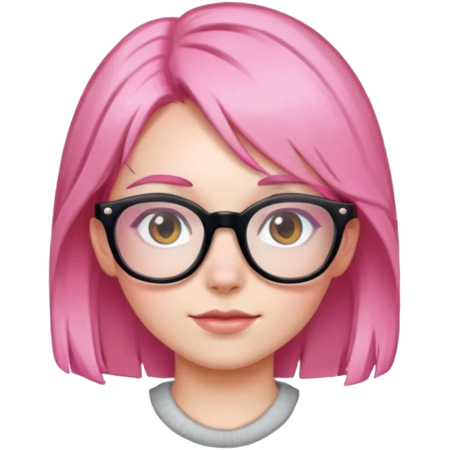 Girl with pink hair and glasses emoji