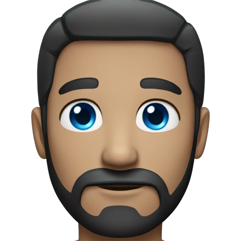 white guy with dark hair and beard, blue eyes emoji