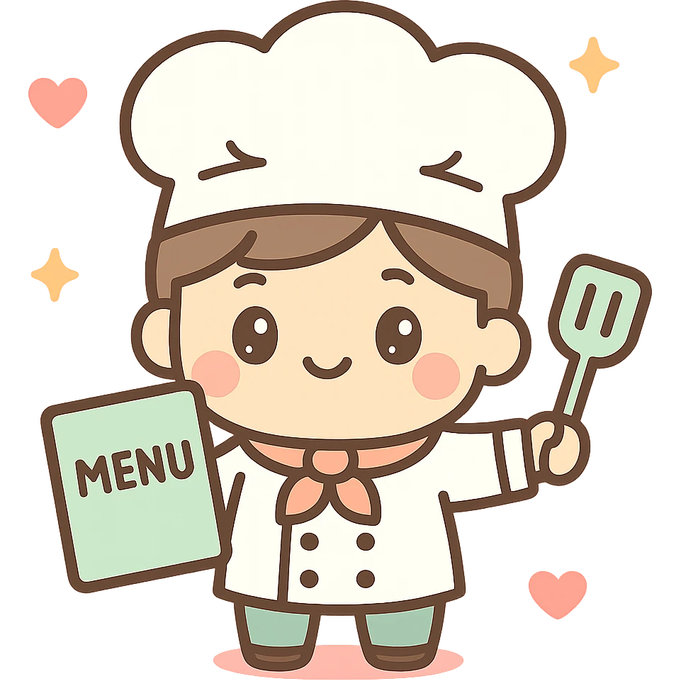 restaurant owner, kawaii chibi anime style, flat pastel colors, thick outlines, simple cute features emoji