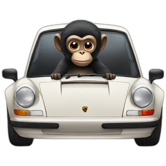 a black monkey sitting in a Porsche emoji