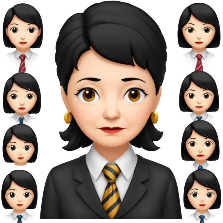 old woman with Necktie. different hair styles, black hair. emoji