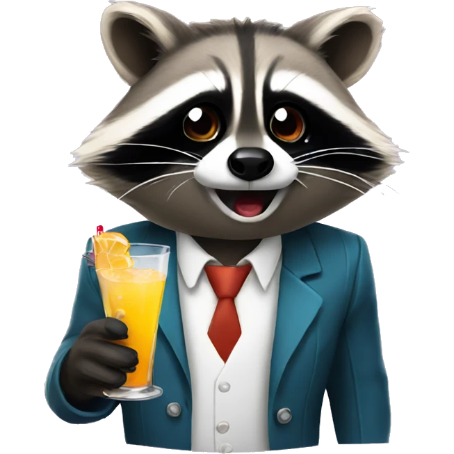 Raccoon drinking cocktails  emoji