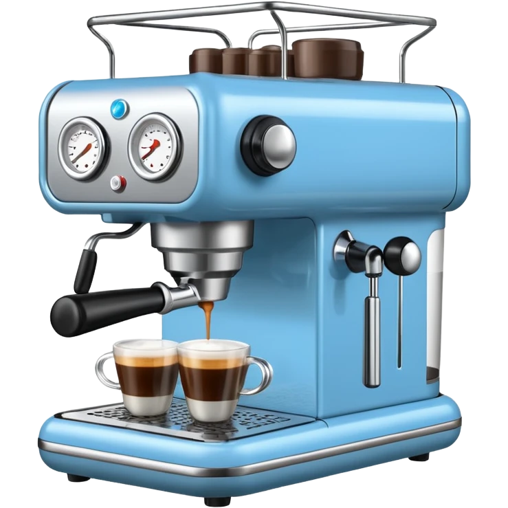 Light blue Espresso machine brewing espresso emoji