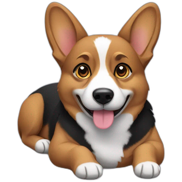 black corgi lying emoji
