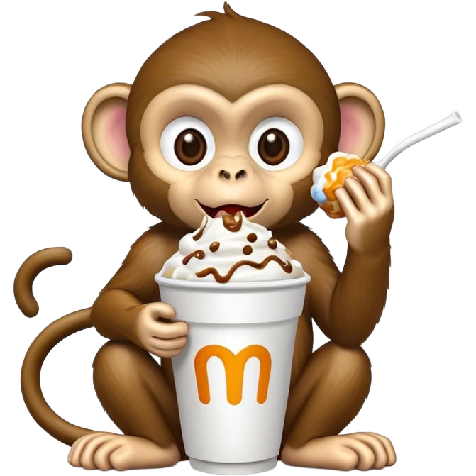 Monkey eating McFlurry emoji