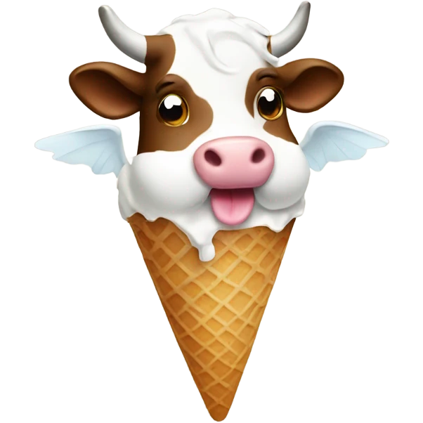 cow flying and eating ice cream emoji