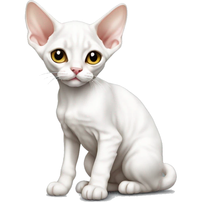 White Devon rex kitten sitting emoji