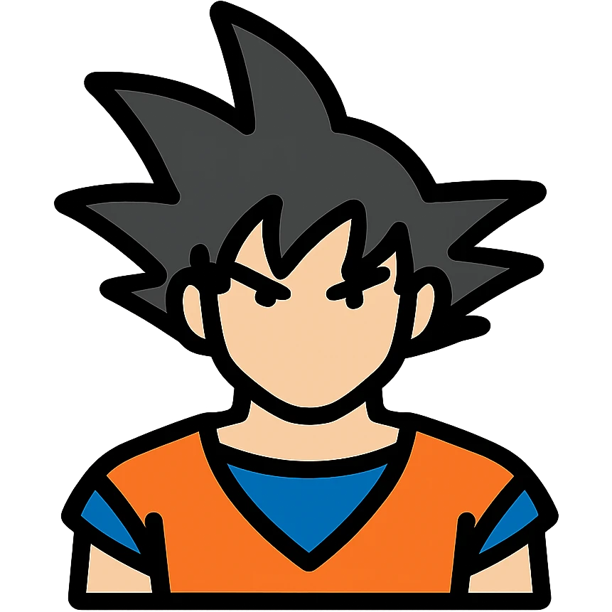 Goku, minimalist icon, spiky hair silhouette, orange and blue accents emoji