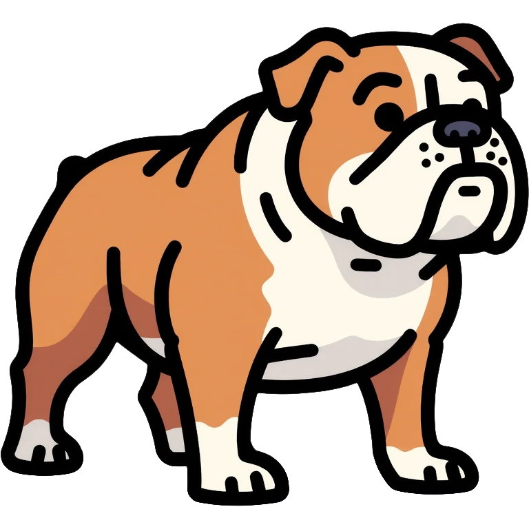 full body bulldog standing, muscular stocky build, short legs emoji