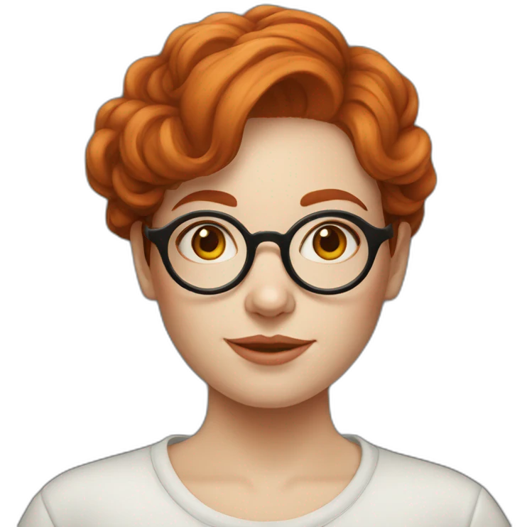 Redhead girl Artist painter with large round glasses emoji