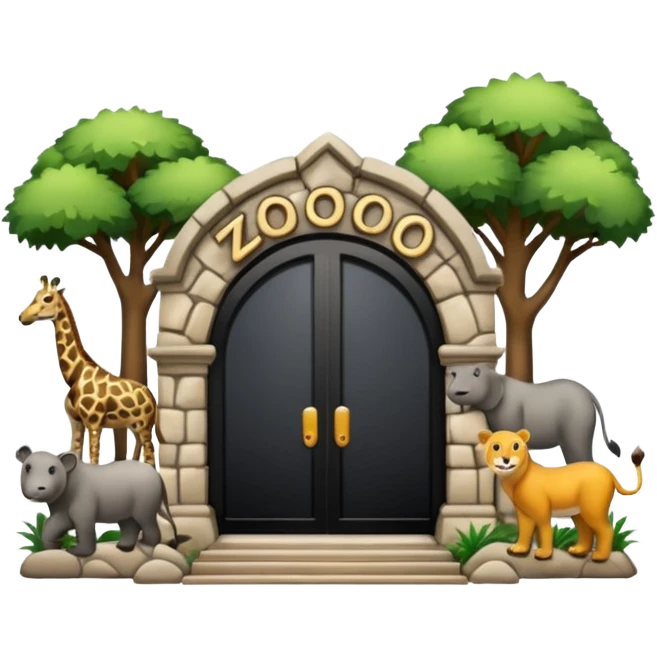 entrada de un zoo y que vean animales  sin ninguna persona  emoji