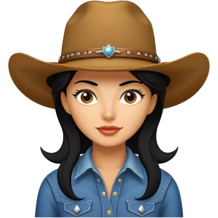 A punchy jet black haired cowgirl emoji