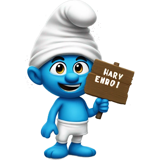 smurf with sign that says hairy emoji