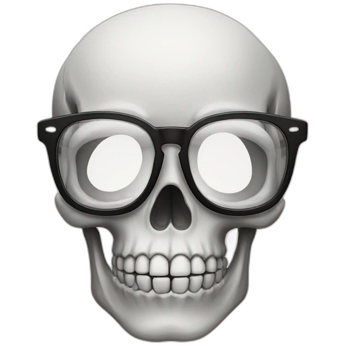 skull wearing neard glasses emoji