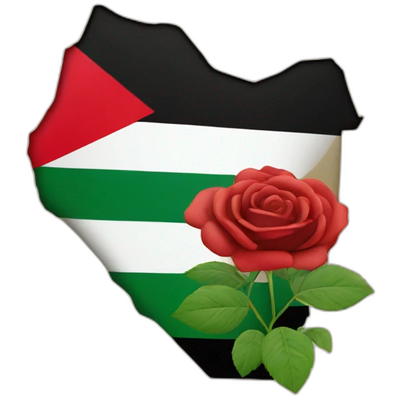 Palestine flag on map with roses emoji
