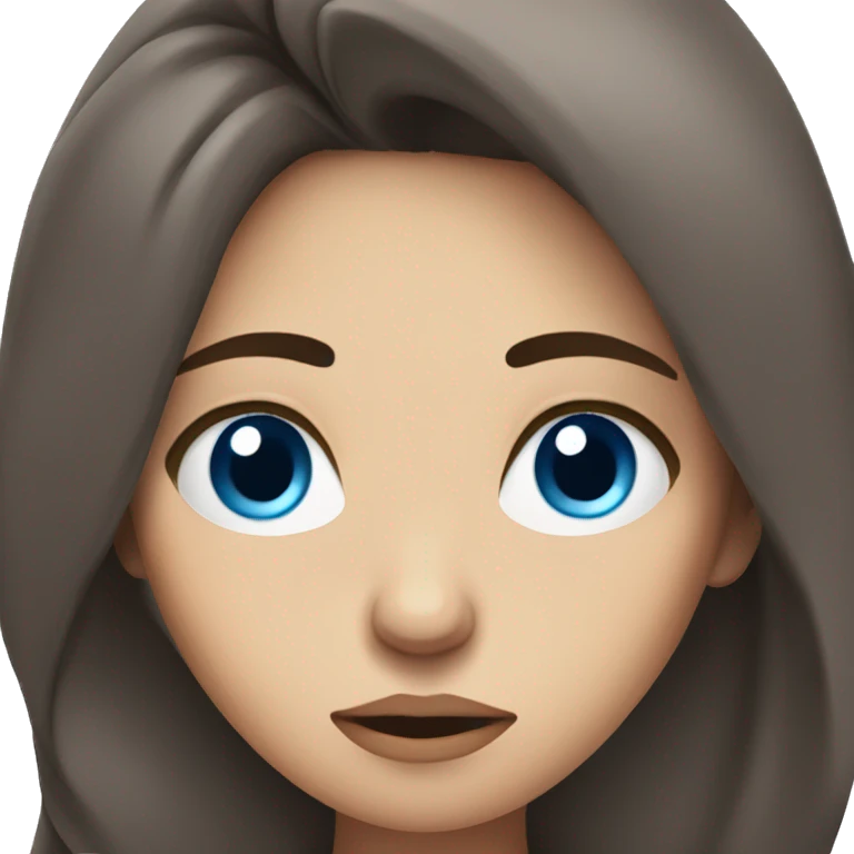 Exhausted very tired brunette with blue eyes and big eyebags emoji