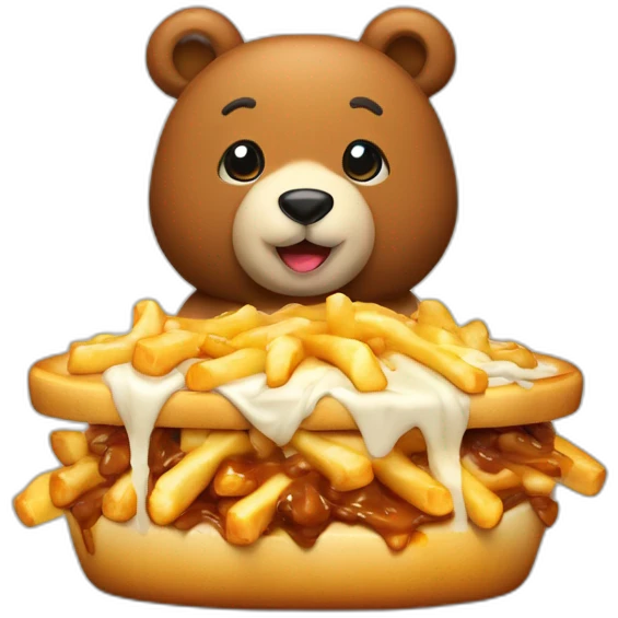 Poutine qui fait un câlin à un ours emoji