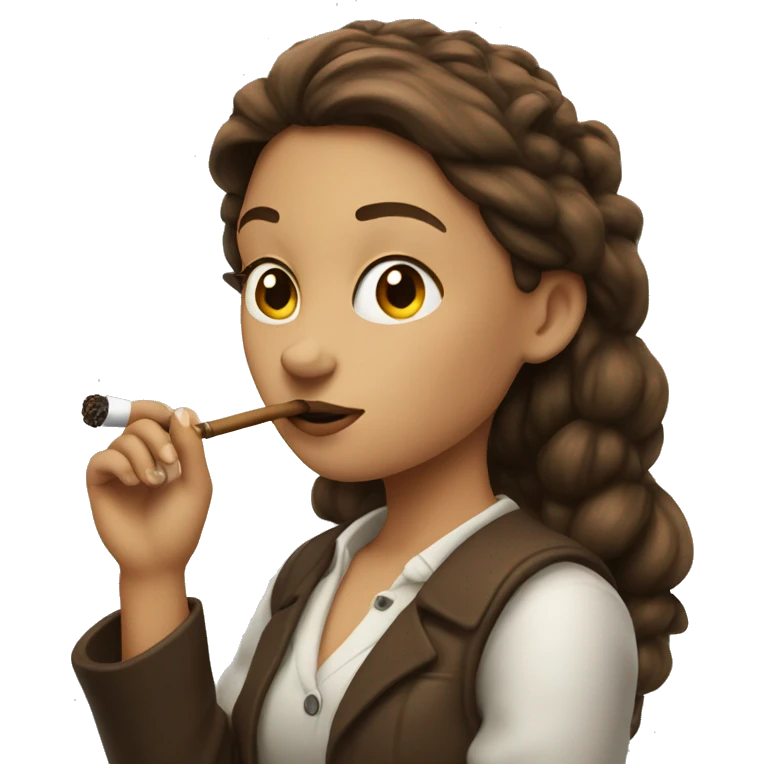 Girl with brown hair smoking pipe emoji