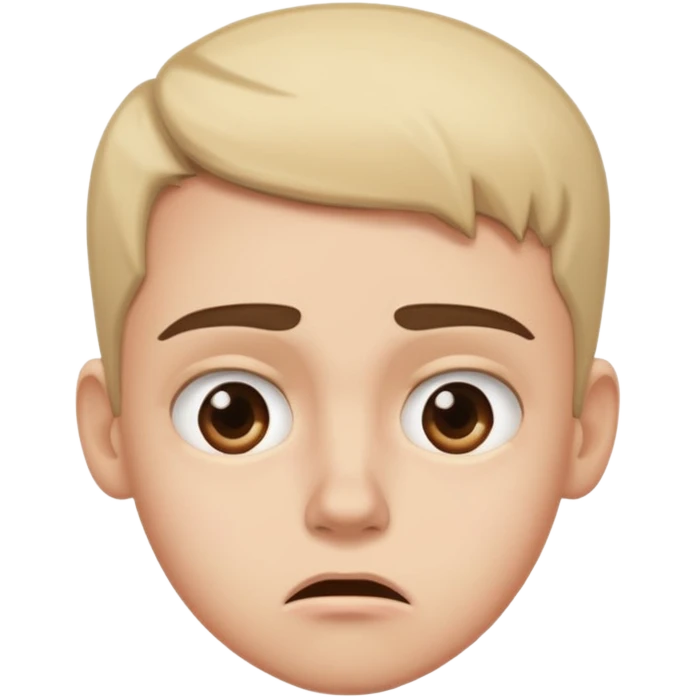 I need you to make an emoji of the gen z stare (young person like 20 yro’, like confusion, disgusted and kinda bored, it has to be very confused and disgusted, make the eyebrows very expressive, make one up and one down  emoji
