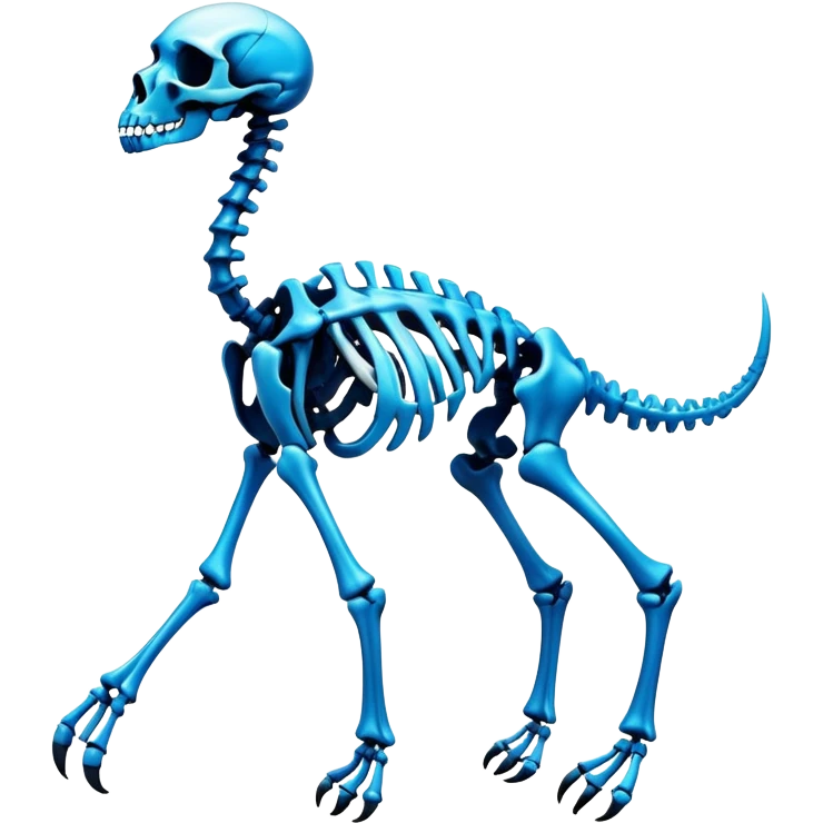 A black and blue gradient epic shiny cool edgy skeletal animal, full body emoji