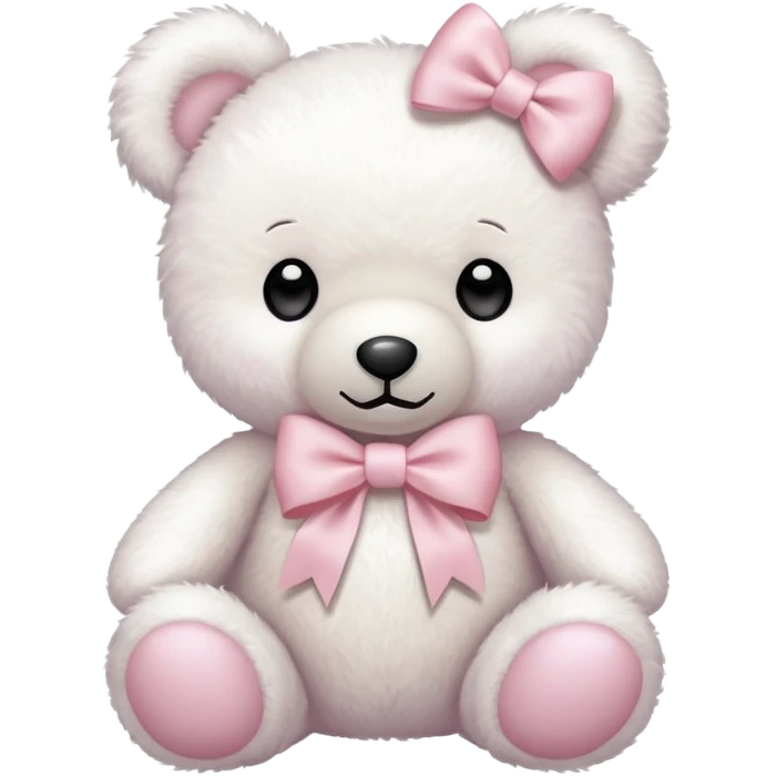 White teddy bear with light pink bow emoji