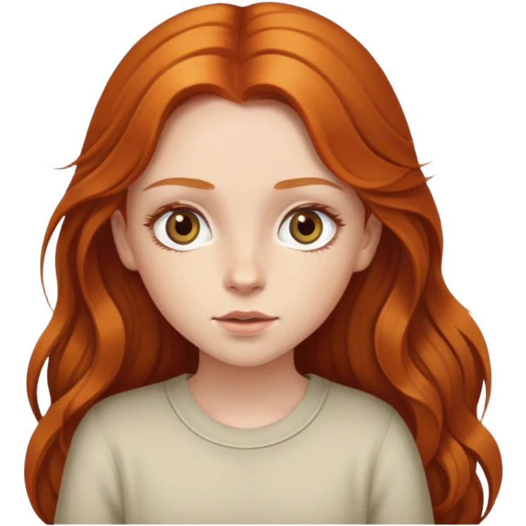 Girl with big hazel eyes and long ginger hair  emoji