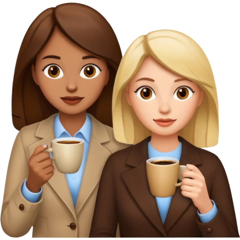 Women drinking coffee and holding coffee and phone  emoji