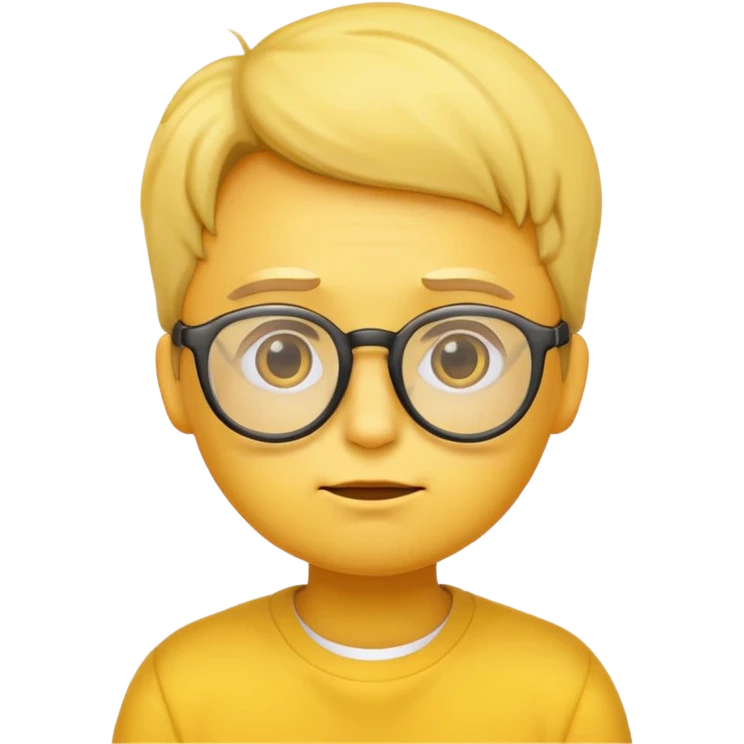 yellow emoji wearing glasses and thinking not smiling emoji