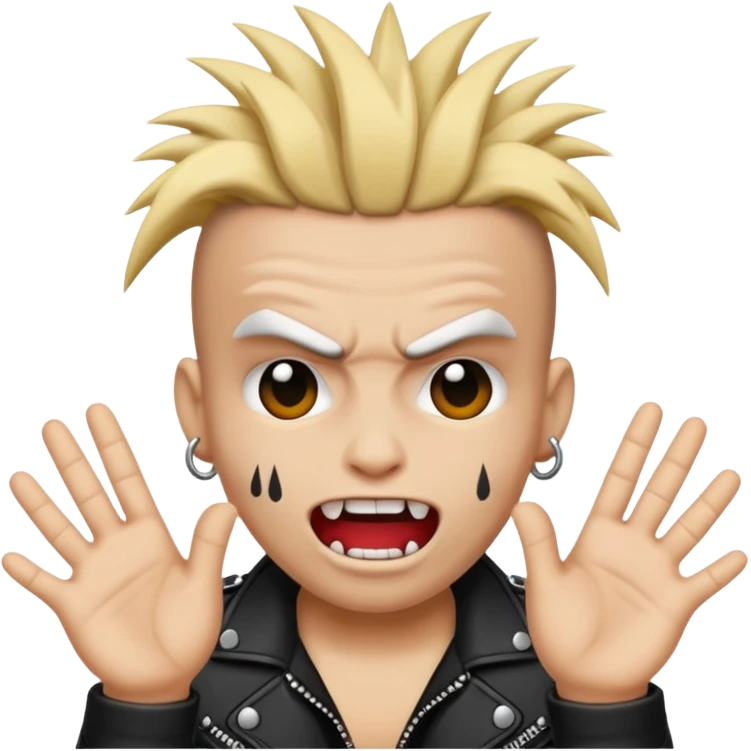 punk emoji, hardcore rock face emoji with hands emoji