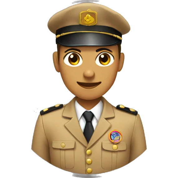 Tan uniform with button on a circle emoji emoji