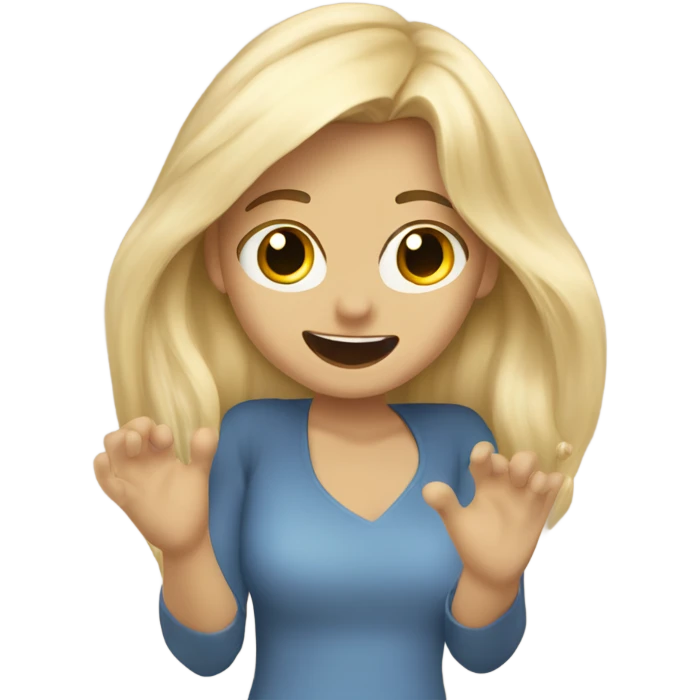 blonde girl being super excited to see her brunette boyfriend  emoji