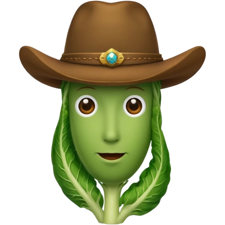 faceless green vegetable with a top cowboy hat emoji