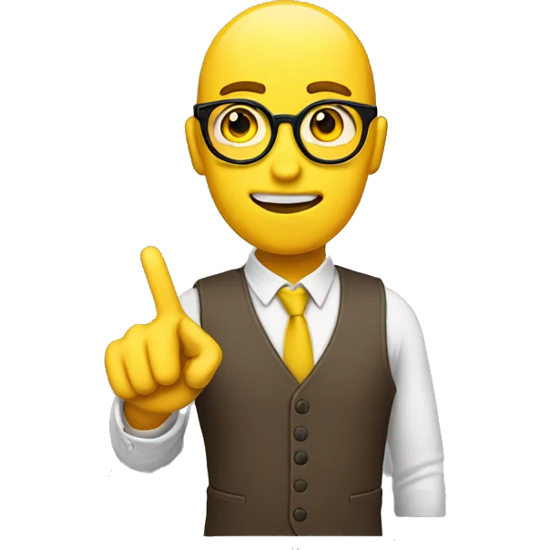 yellow circle nerd emoji with index finger pointing up emoji
