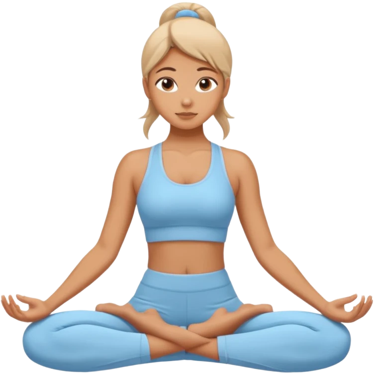 Girl doing yoga in light blue clothes emoji