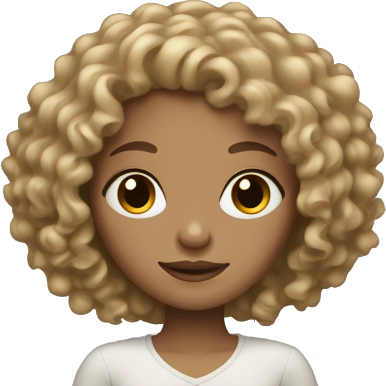 Dark blonde curly hair girl with not very white skin emoji
