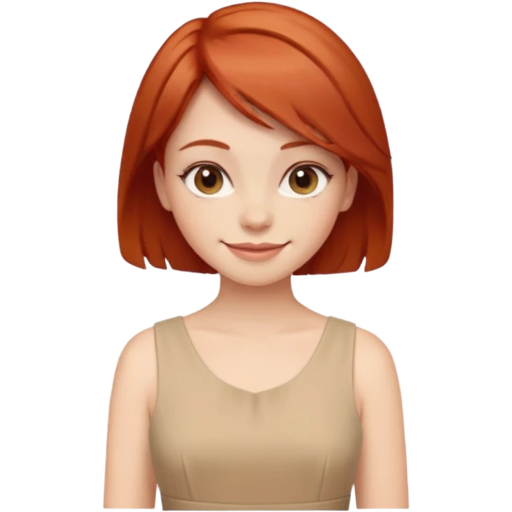 girl-,-short-layer-red-hair wear beige dress emoji