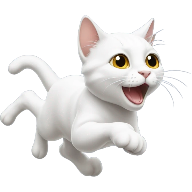White cat jumping emoji