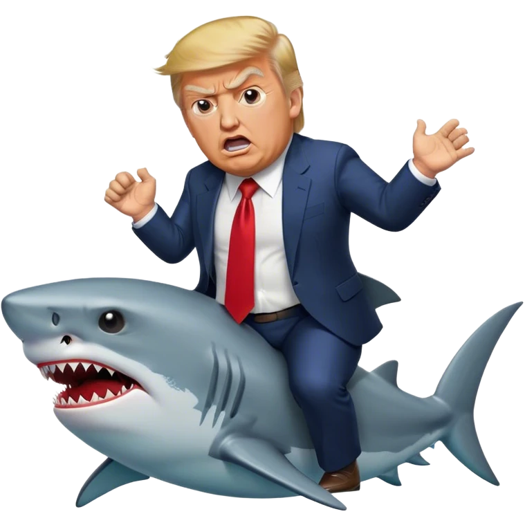 Donald Trump riding a shark emoji