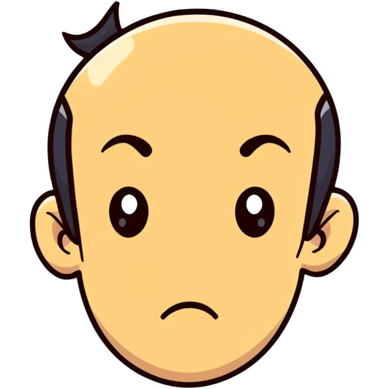Guy with a massive exaggerated forehead, cartoon character, funny face emoji