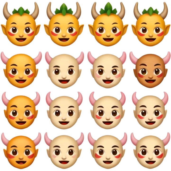 태국 느낌의 이모지 제작 사람얼굴감정표현들(남여구분), 태국도깨비얼굴 감정표현, 그리고 동물, 태국 과일, 손동작 이모지 emoji