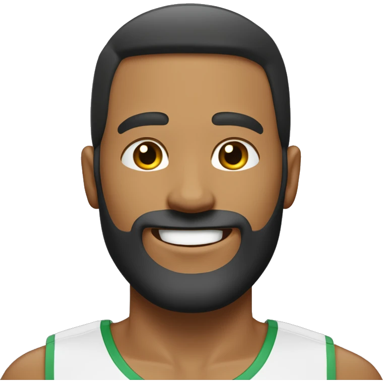 Homme athlétique au visage rond. Il a le teint blanchâtre et a un beau sourire avec une barbe courte et clairsemée. emoji