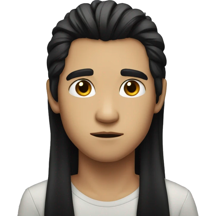long black hair boy serious face  emoji