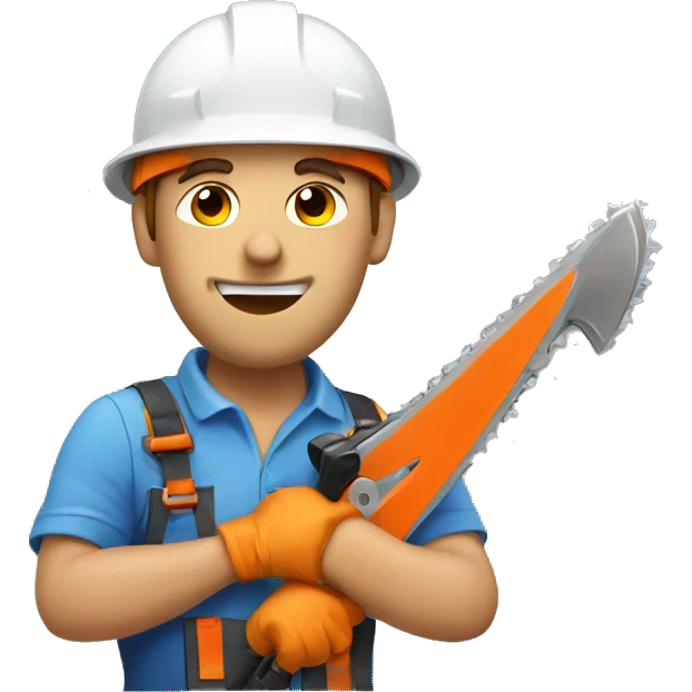 builder in a helmet with a chainsaw emoji