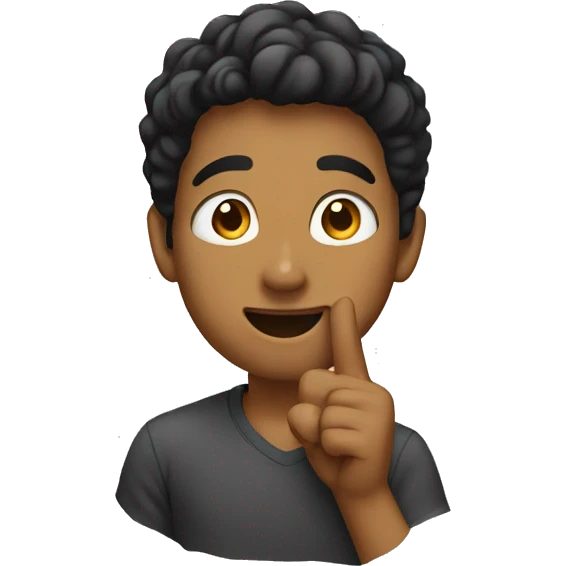 young man pointing at his ear emoji