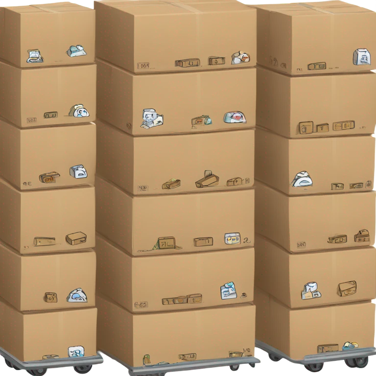 Hand drawn cart logo with boxes emoji