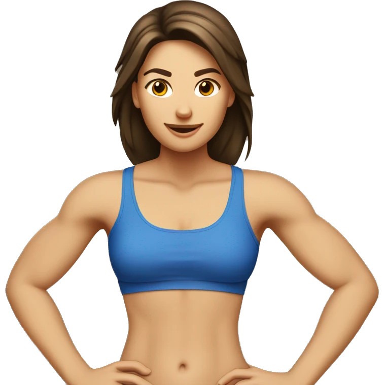 Fit Caucasian Woman stomach muscles, brunette emoji